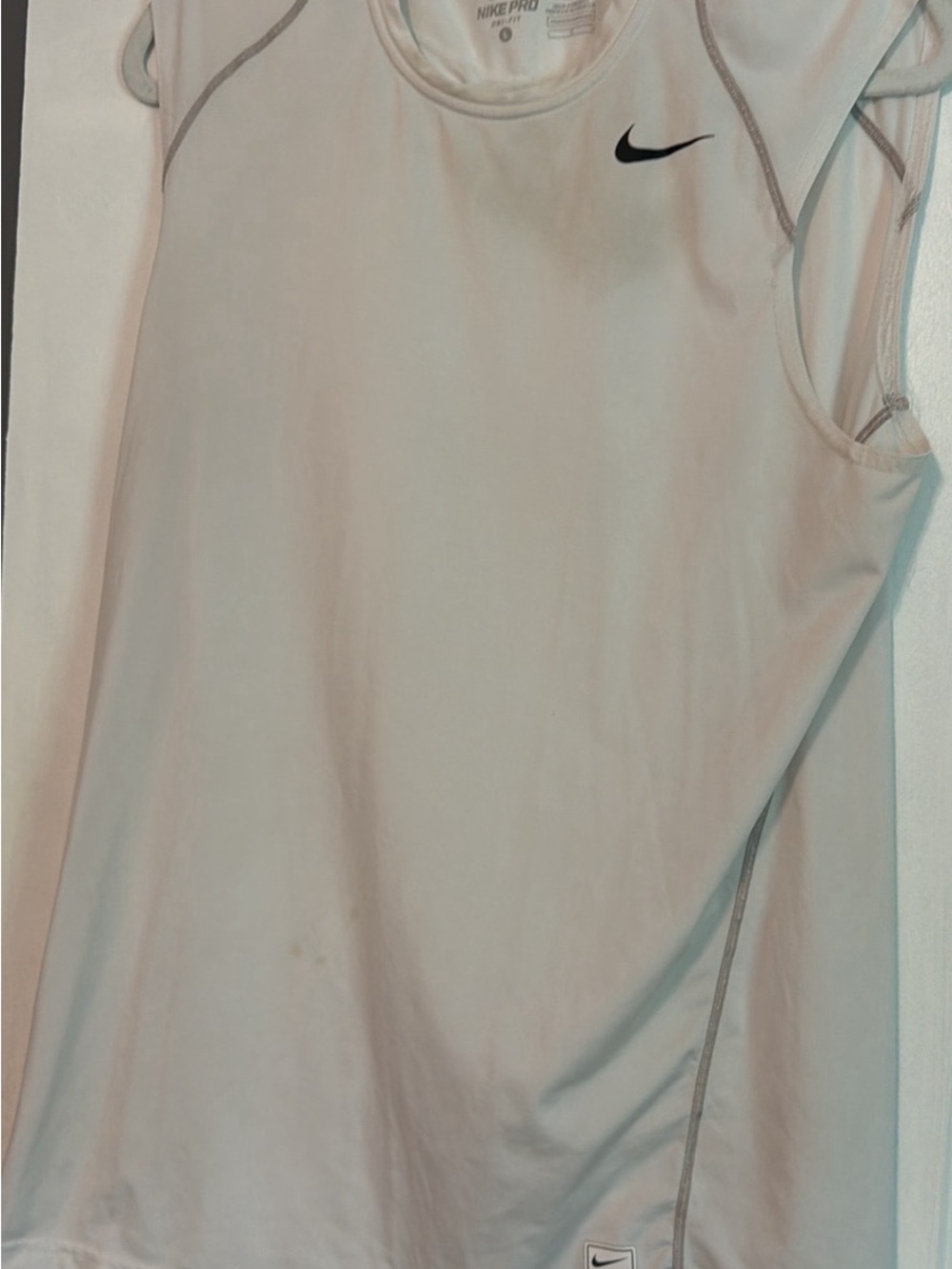 Nike White Dri-FIT Performance Tank with Gray Logo